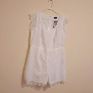 CITY CHIC PLAYSUIT LACE VIBE WOMEN WHITE  ROMPER JUMPSUIT SIZE S/16 NEW